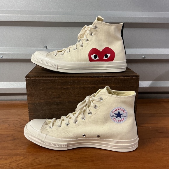 Converse X Comme de Garcons Play White Chuck Taylor All Star High Top Size 12 - Picture 2 of 8
